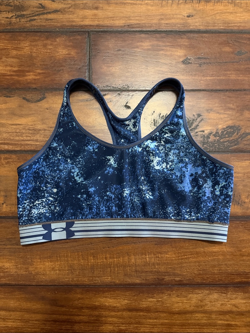 Under Armour Navy & Light Blue Patterned Racerback Sports Bra